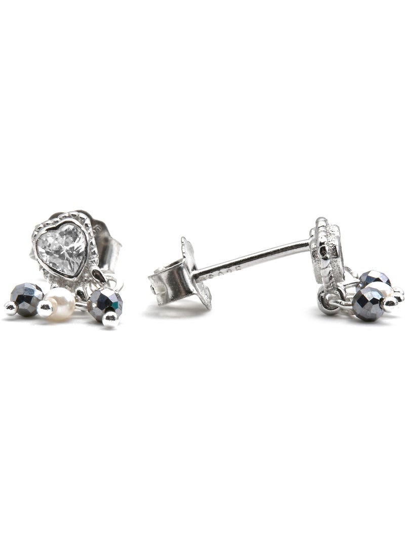 Boucles d'oreilles Luxenter en argent sterling 925 et perle blanche avec finition en rhodium - Nexa Blanc - Kiabi