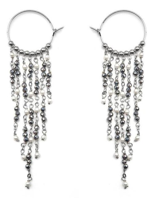 Boucles d'oreilles Luxenter en argent sterling 925 et perle blanche avec finition rhodium - Miakde - Kiabi