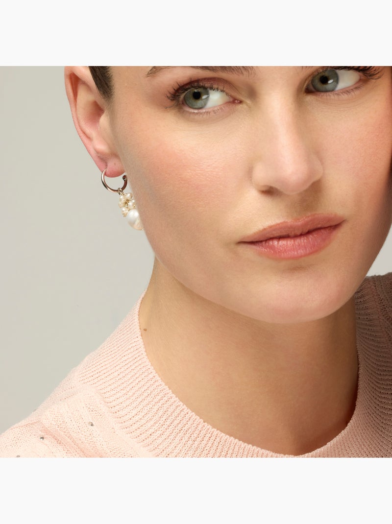 Boucles d'oreilles Luxenter en argent sterling 925 et perle blanche, finition or jaune 18 k - Zoqoyi Argent - Kiabi