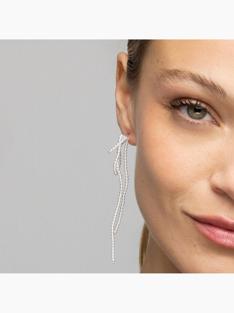 Boucles d'oreilles Luxenter en argent sterling 925 et perle blanche, finition rhodium - Lima Blanc - Kiabi