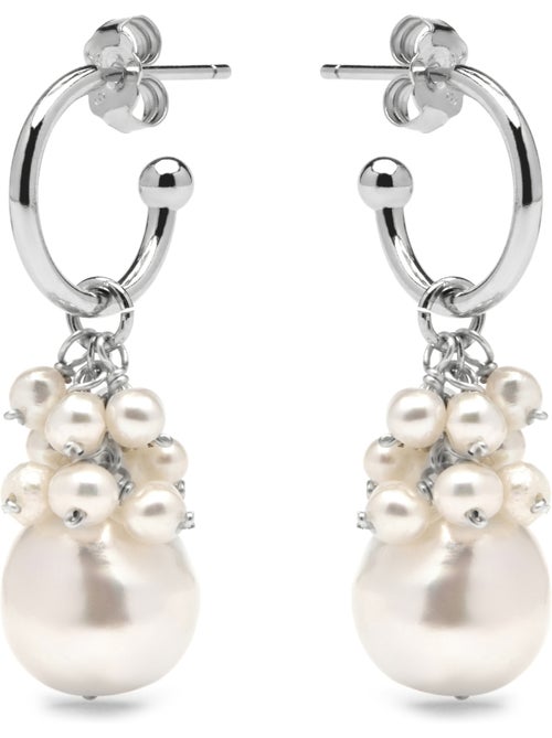 Boucles d'oreilles Luxenter en argent sterling 925 et perle blanche, finition rhodium - Zoqoyi - Kiabi