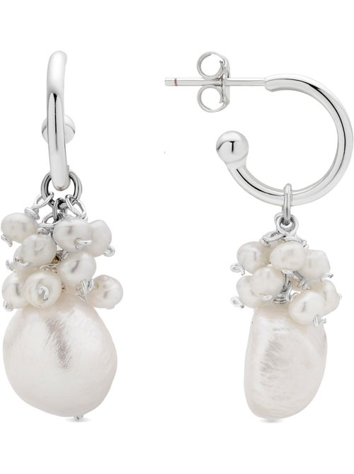 Boucles d'oreilles Luxenter en argent sterling 925 et perle blanche, finition rhodium - Zoqoyi - Kiabi