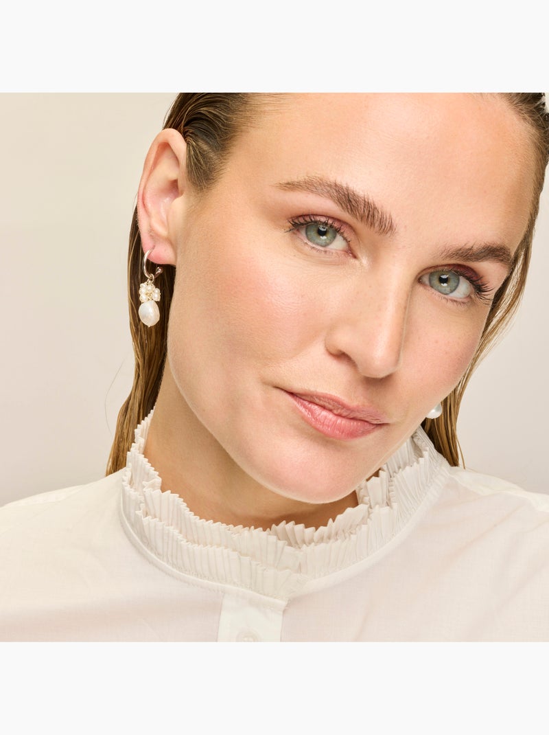 Boucles d'oreilles Luxenter en argent sterling 925 et perle blanche, finition rhodium - Zoqoyi Blanc - Kiabi