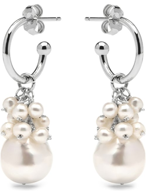 Boucles d'oreilles Luxenter en argent sterling 925 et perle blanche, finition rhodium - Zoqoyi - Kiabi