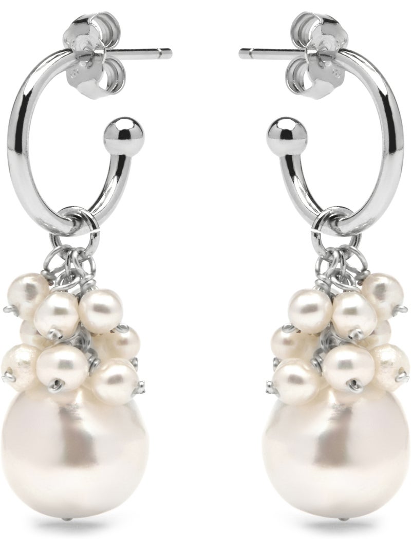 Boucles d'oreilles Luxenter en argent sterling 925 et perle blanche, finition rhodium - Zoqoyi Blanc - Kiabi