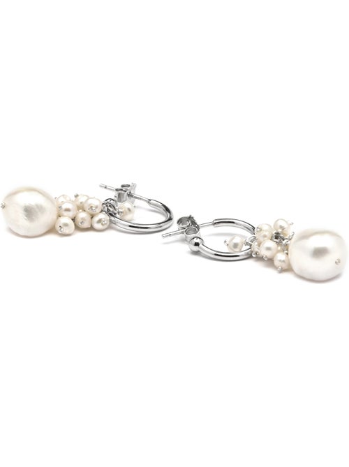 Boucles d'oreilles Luxenter en argent sterling 925 et perle blanche, finition rhodium - Zoqoyi - Kiabi