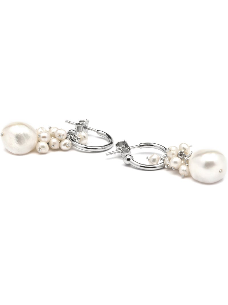Boucles d'oreilles Luxenter en argent sterling 925 et perle blanche, finition rhodium - Zoqoyi Blanc - Kiabi