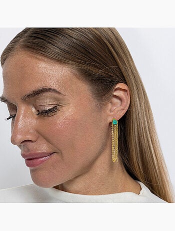 Boucles d'oreilles Luxenter en argent sterling 925 et quartz hydrothermal et plaqué or 18k-Egah