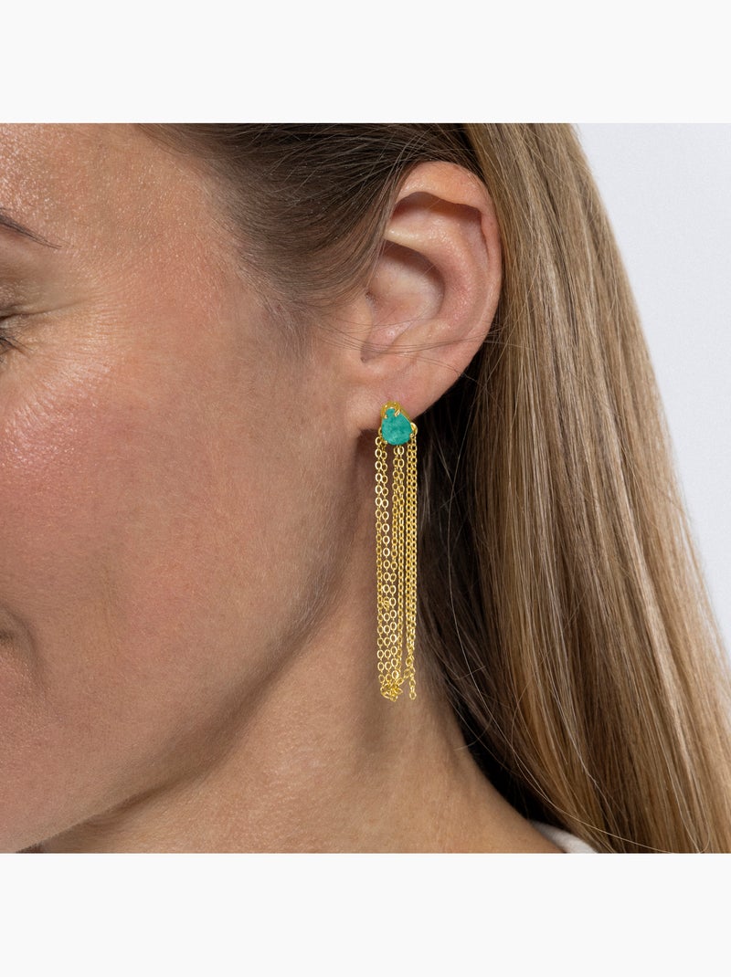 Boucles d'oreilles Luxenter en argent sterling 925 et quartz hydrothermal et plaqué or 18k-Egah Noir - Kiabi