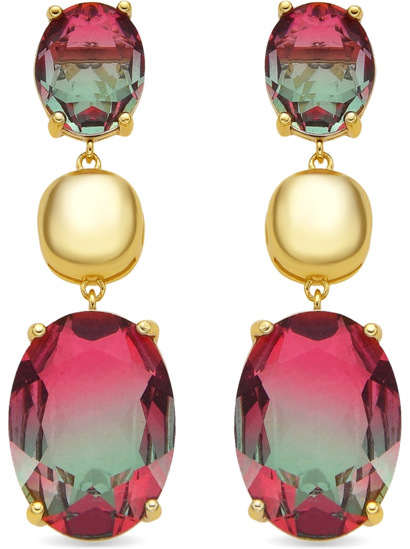 Boucles d'oreilles Luxenter en argent sterling 925 et quartz hydrothermal et plaqué or 18k-Huaba Multicolore - Kiabi