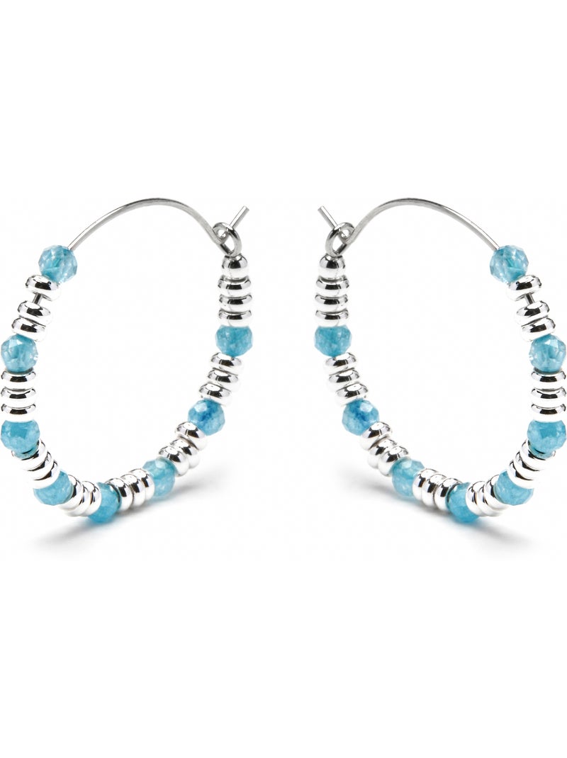 Boucles d'oreilles Luxenter en argent sterling 925 et zircone aigue-marine finition rhodium - Deli Bleu - Kiabi