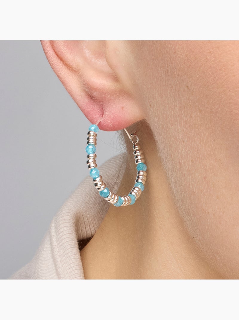 Boucles d'oreilles Luxenter en argent sterling 925 et zircone aigue-marine finition rhodium - Deli Bleu - Kiabi