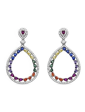 Boucles d'oreilles Luxenter en argent sterling 925 et zircone avec finition en rhodium-Tonmei