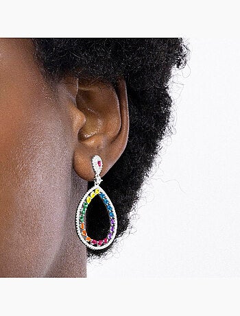 Boucles d'oreilles Luxenter en argent sterling 925 et zircone avec finition en rhodium-Tonmei