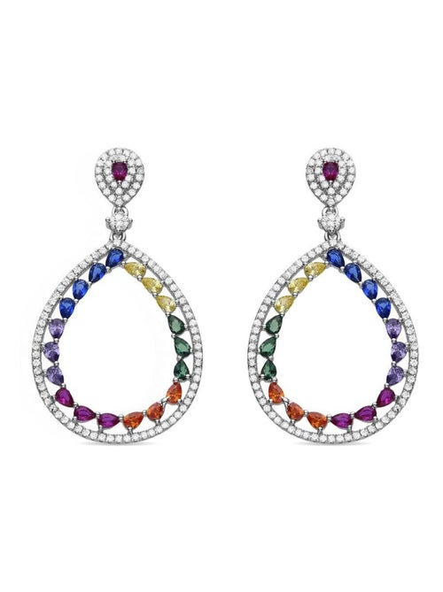 Boucles d'oreilles Luxenter en argent sterling 925 et zircone   avec finition en rhodium-Tonmei - Kiabi