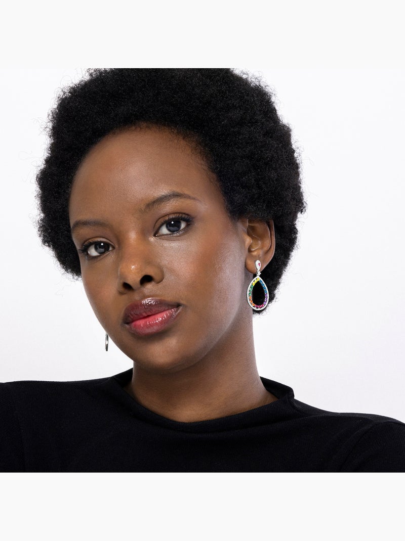 Boucles d'oreilles Luxenter en argent sterling 925 et zircone   avec finition en rhodium-Tonmei Multicolore - Kiabi