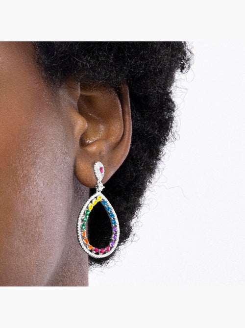 Boucles d'oreilles Luxenter en argent sterling 925 et zircone   avec finition en rhodium-Tonmei - Kiabi