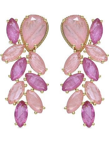 Boucles d'oreilles Luxenter en argent sterling 925 et zircone avec finition et plaqué or 18k-Ozvi