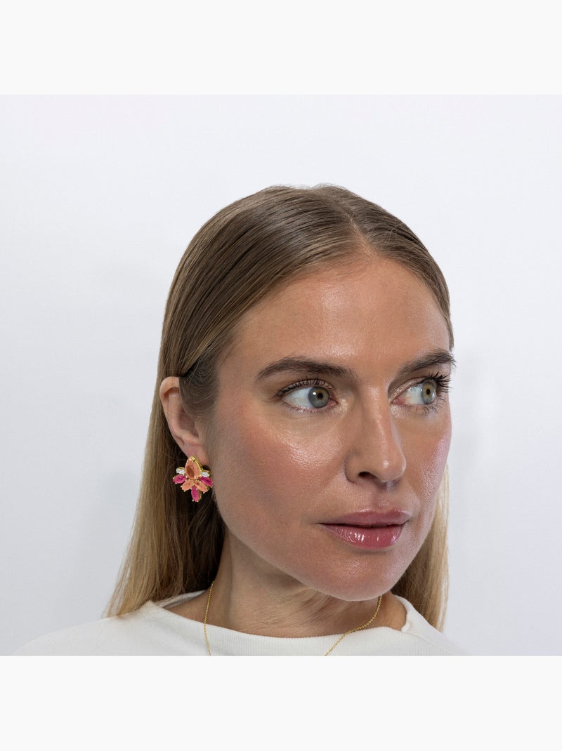 Boucles d'oreilles Luxenter en argent sterling 925 et zircone avec finition et plaqué or 18k-Shanvi Multicolore - Kiabi