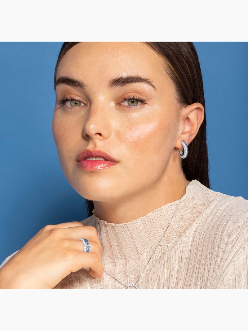 Boucles d'oreilles Luxenter en argent sterling 925 et zircone bleu topaze finition en rhodium-Ismeg Bleu - Kiabi