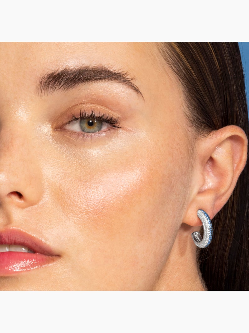Boucles d'oreilles Luxenter en argent sterling 925 et zircone bleu topaze finition en rhodium-Ismeg Bleu - Kiabi