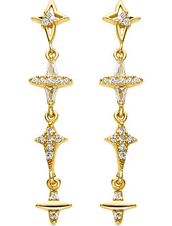 Boucles d'oreilles Luxenter en argent sterling 925 et zircone brillante, finition or 18 k - Holis
