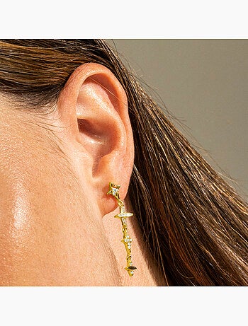 Boucles d'oreilles Luxenter en argent sterling 925 et zircone brillante, finition or 18 k - Holis