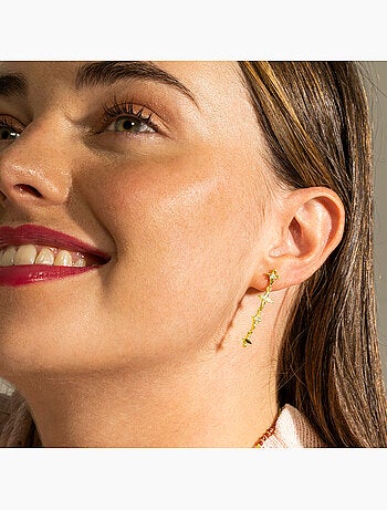 Boucles d'oreilles Luxenter en argent sterling 925 et zircone brillante, finition or 18 k - Holis