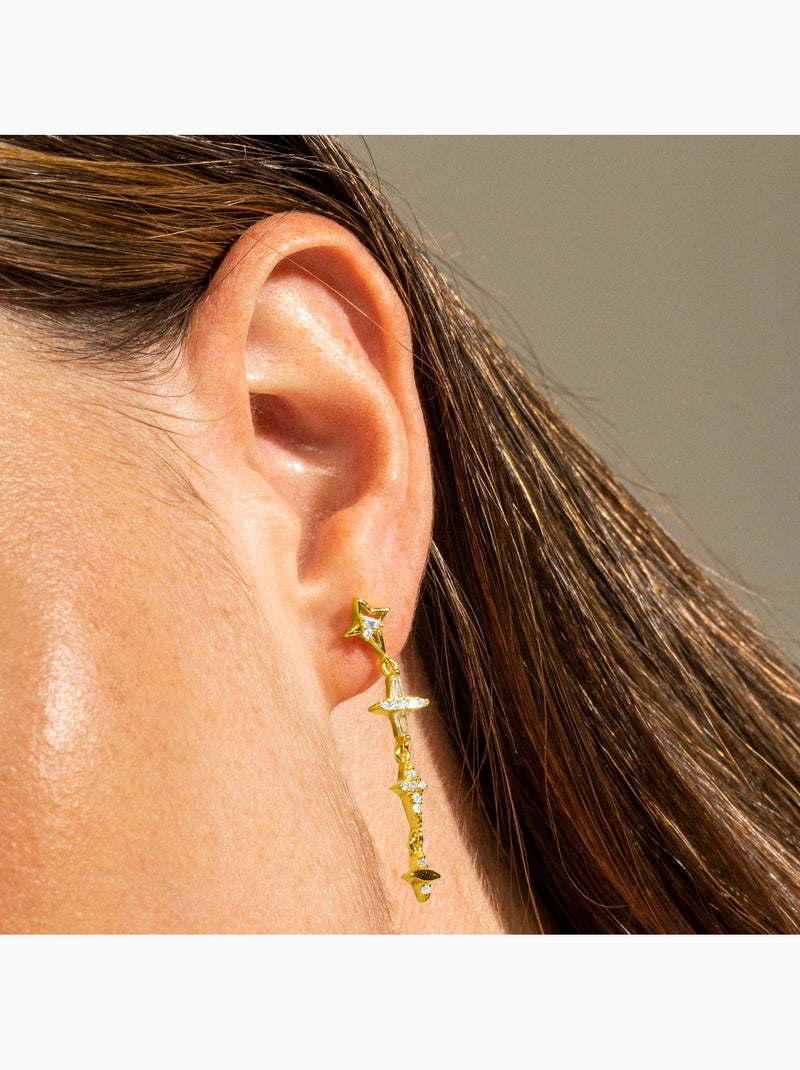 Boucles d'oreilles Luxenter en argent sterling 925 et zircone brillante, finition or 18 k - Holis Argent - Kiabi