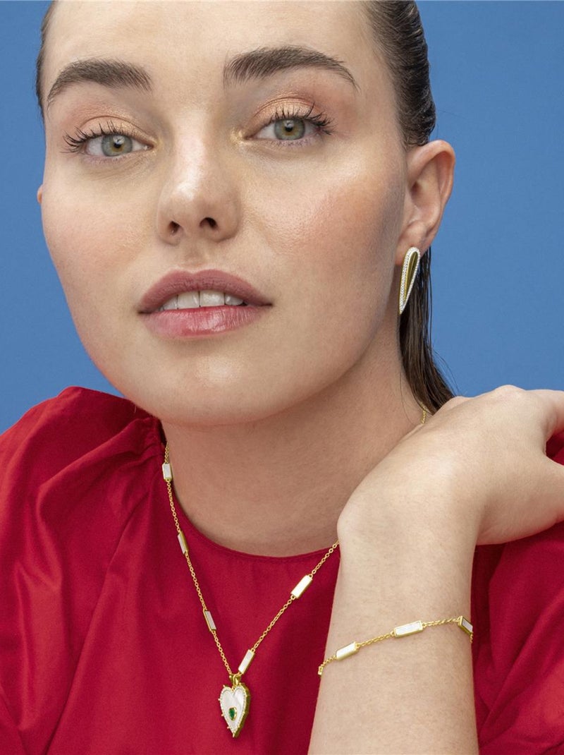 Boucles d'oreilles Luxenter en argent sterling 925 et zircone brillante finition or 18k-Miriax Blanc - Kiabi