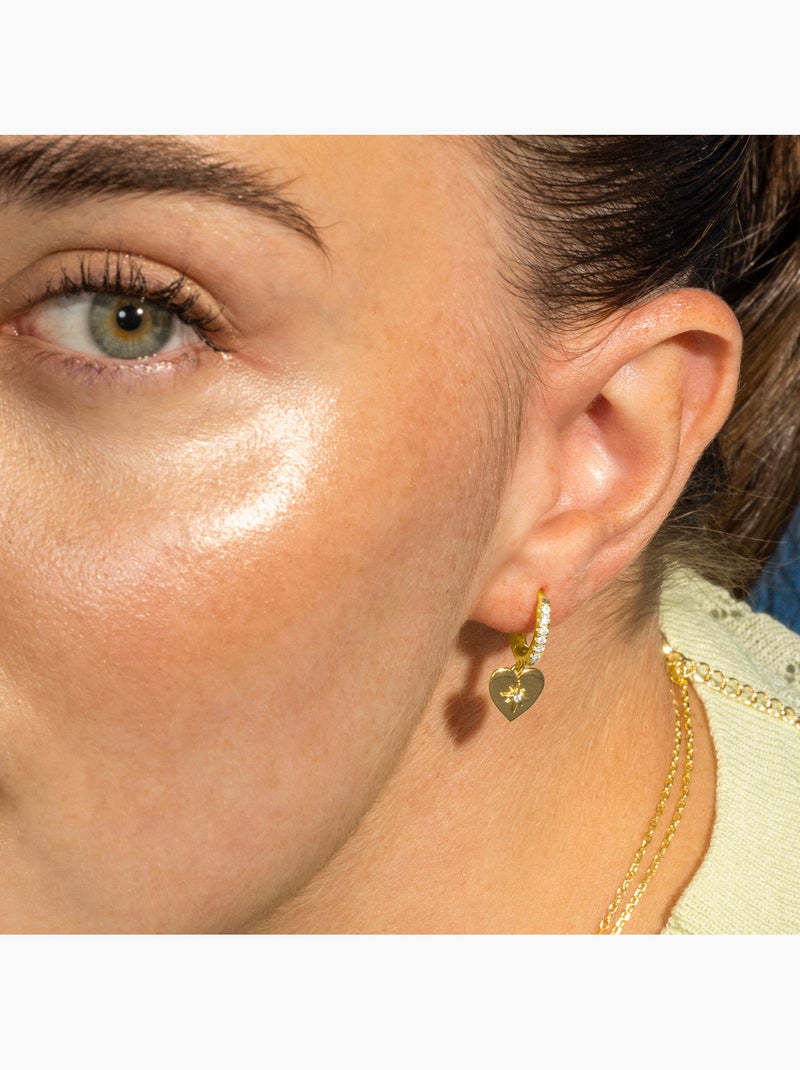 Boucles d'oreilles Luxenter en argent sterling 925 et zircone brillante finition or 18k-Saita Blanc - Kiabi