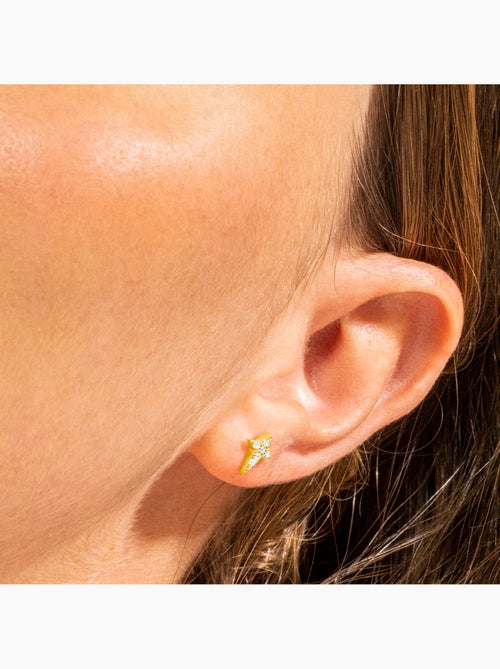 Boucles d'oreilles Luxenter en argent sterling 925 et zircone brillante finition or 18k-Tenwi - Kiabi