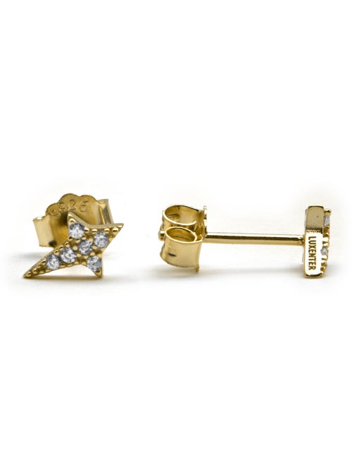 Boucles d'oreilles Luxenter en argent sterling 925 et zircone brillante finition or 18k-Tenwi - Kiabi