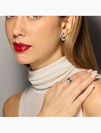 Boucles d'oreilles Luxenter en argent sterling 925 et zircone brillante finition or jaune 18k-Larent