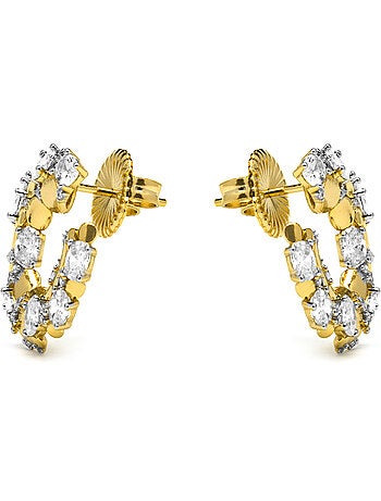 Boucles d'oreilles Luxenter en argent sterling 925 et zircone brillante finition or jaune 18k-Larent