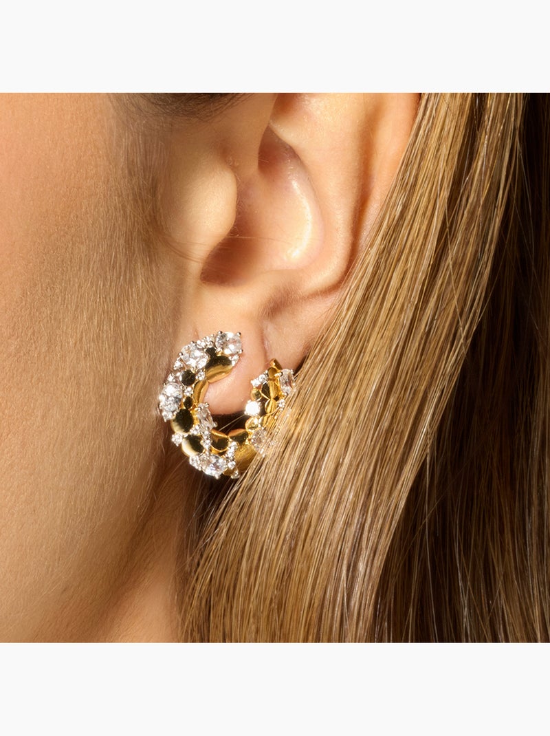Boucles d'oreilles Luxenter en argent sterling 925 et zircone brillante finition or jaune 18k-Larent Argent - Kiabi