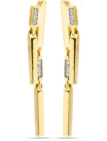 Boucles d'oreilles Luxenter en argent sterling 925 et zircone brillante finition or jaune 18k-Onca