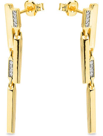 Boucles d'oreilles Luxenter en argent sterling 925 et zircone brillante finition or jaune 18k-Onca
