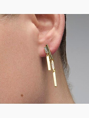 Boucles d'oreilles Luxenter en argent sterling 925 et zircone brillante finition or jaune 18k-Onca