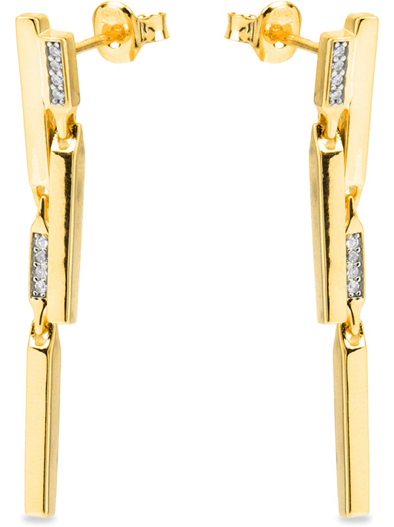 Boucles d'oreilles Luxenter en argent sterling 925 et zircone brillante finition or jaune 18k-Onca Blanc - Kiabi