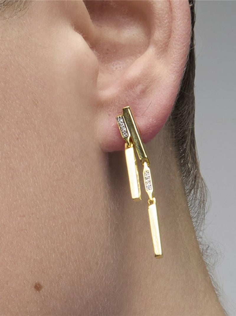 Boucles d'oreilles Luxenter en argent sterling 925 et zircone brillante finition or jaune 18k-Onca Blanc - Kiabi