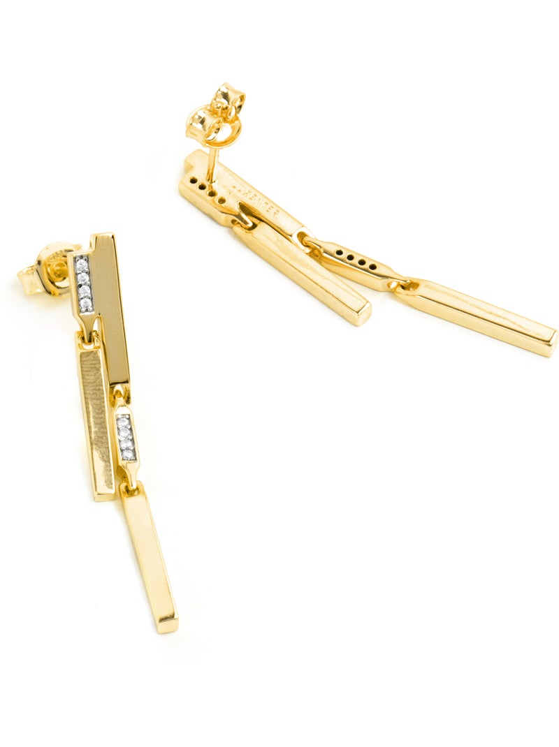 Boucles d'oreilles Luxenter en argent sterling 925 et zircone brillante finition or jaune 18k-Onca Blanc - Kiabi