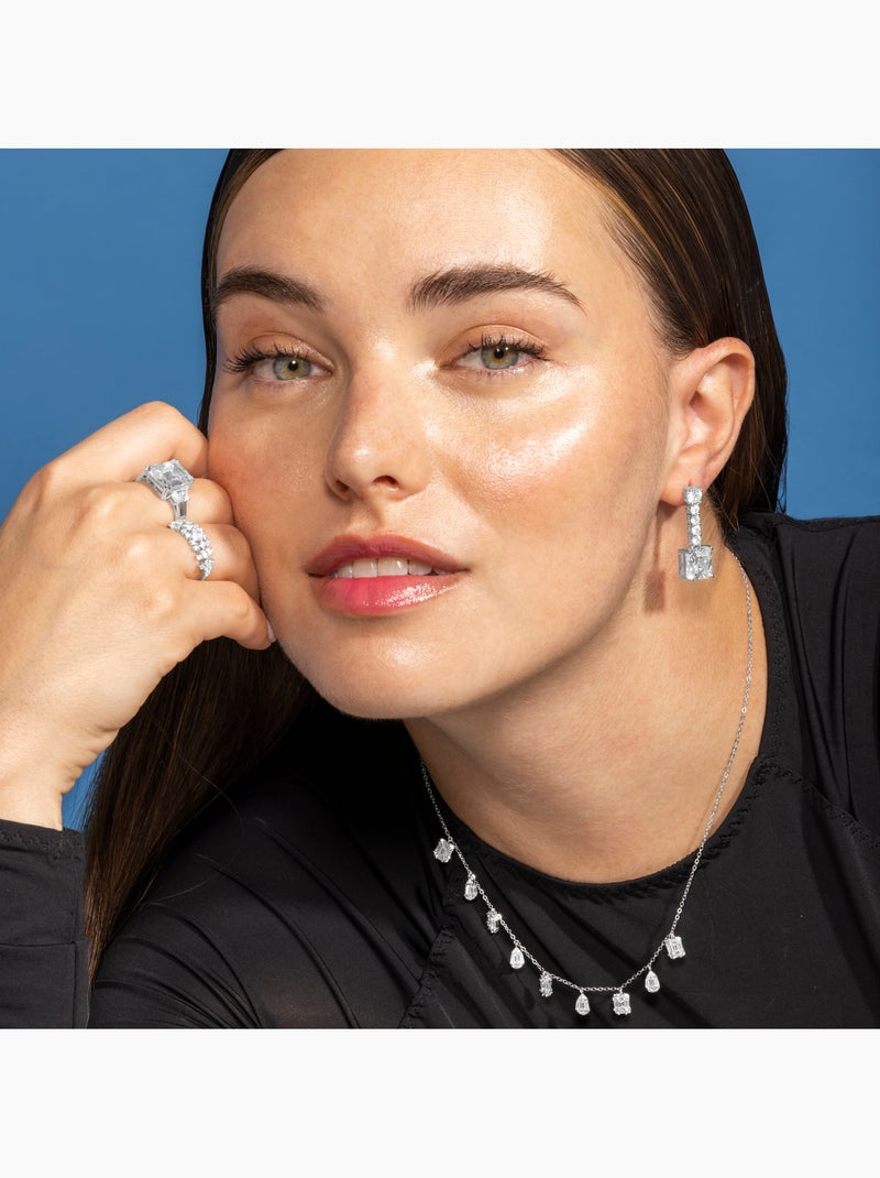 Boucles d'oreilles Luxenter en argent sterling 925 et zircone brillante finition rhodium - Asju Blanc - Kiabi