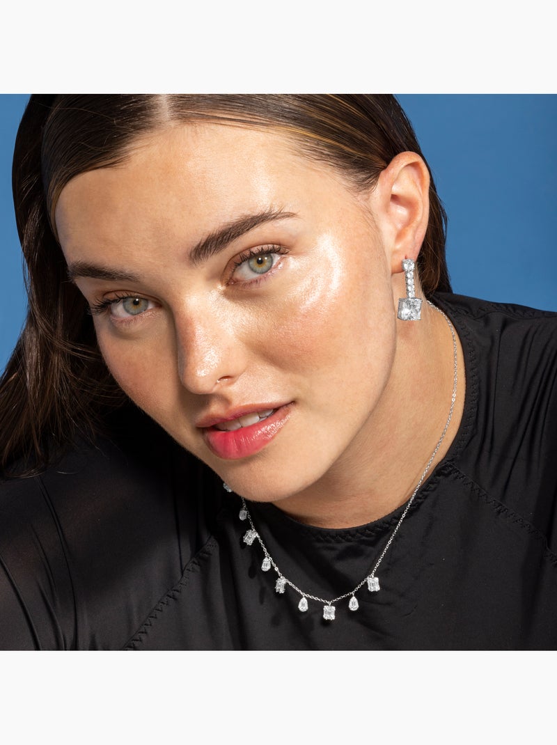 Boucles d'oreilles Luxenter en argent sterling 925 et zircone brillante finition rhodium - Asju Blanc - Kiabi