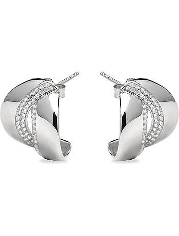 Boucles d'oreilles Luxenter en argent sterling 925 et zircone brillante finition rhodium - Asrae