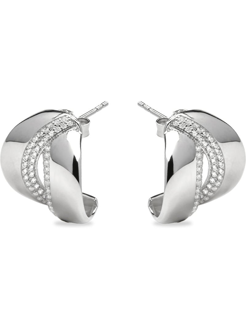 Boucles d'oreilles Luxenter en argent sterling 925 et zircone brillante finition rhodium - Asrae Argent - Kiabi