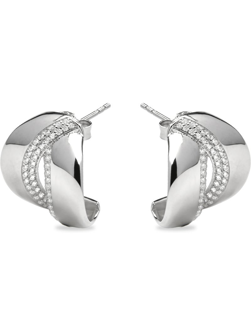 Boucles d'oreilles Luxenter en argent sterling 925 et zircone brillante finition rhodium - Asrae Blanc - Kiabi