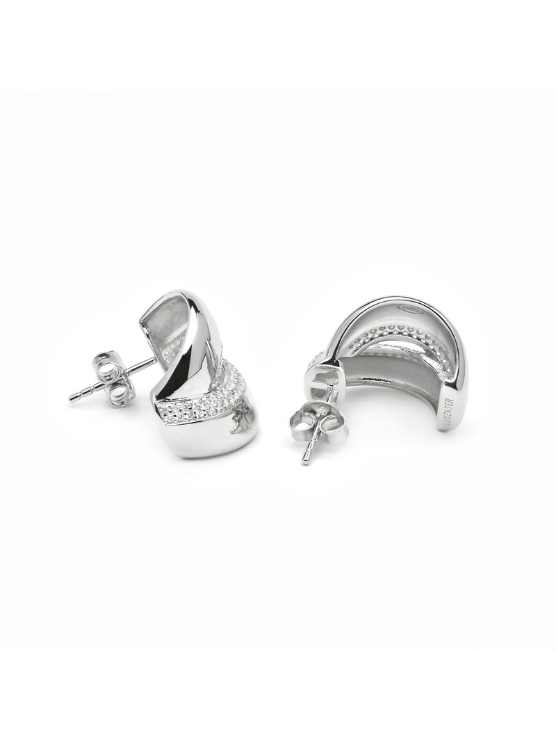Boucles d'oreilles Luxenter en argent sterling 925 et zircone brillante finition rhodium - Asrae Blanc - Kiabi