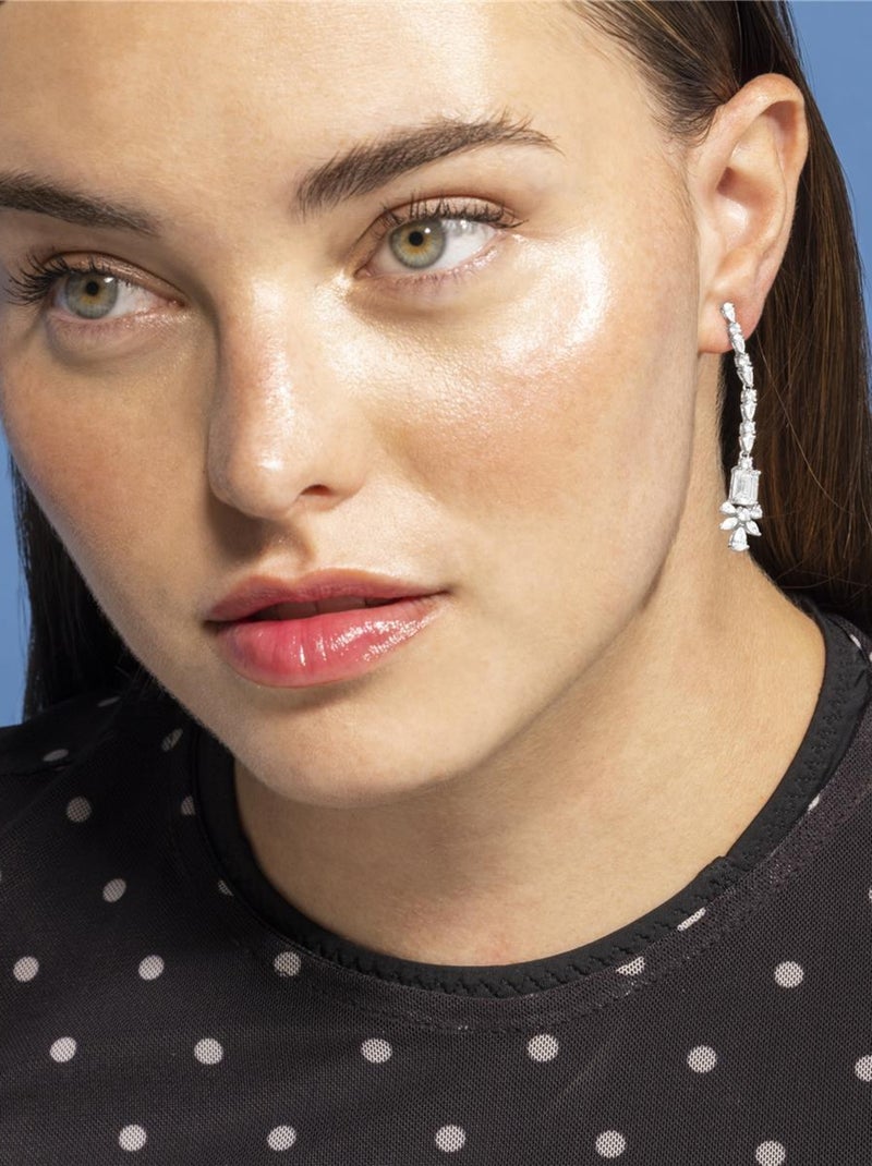 Boucles d'oreilles Luxenter en argent sterling 925 et zircone brillante finition rhodium - Cureao Blanc - Kiabi