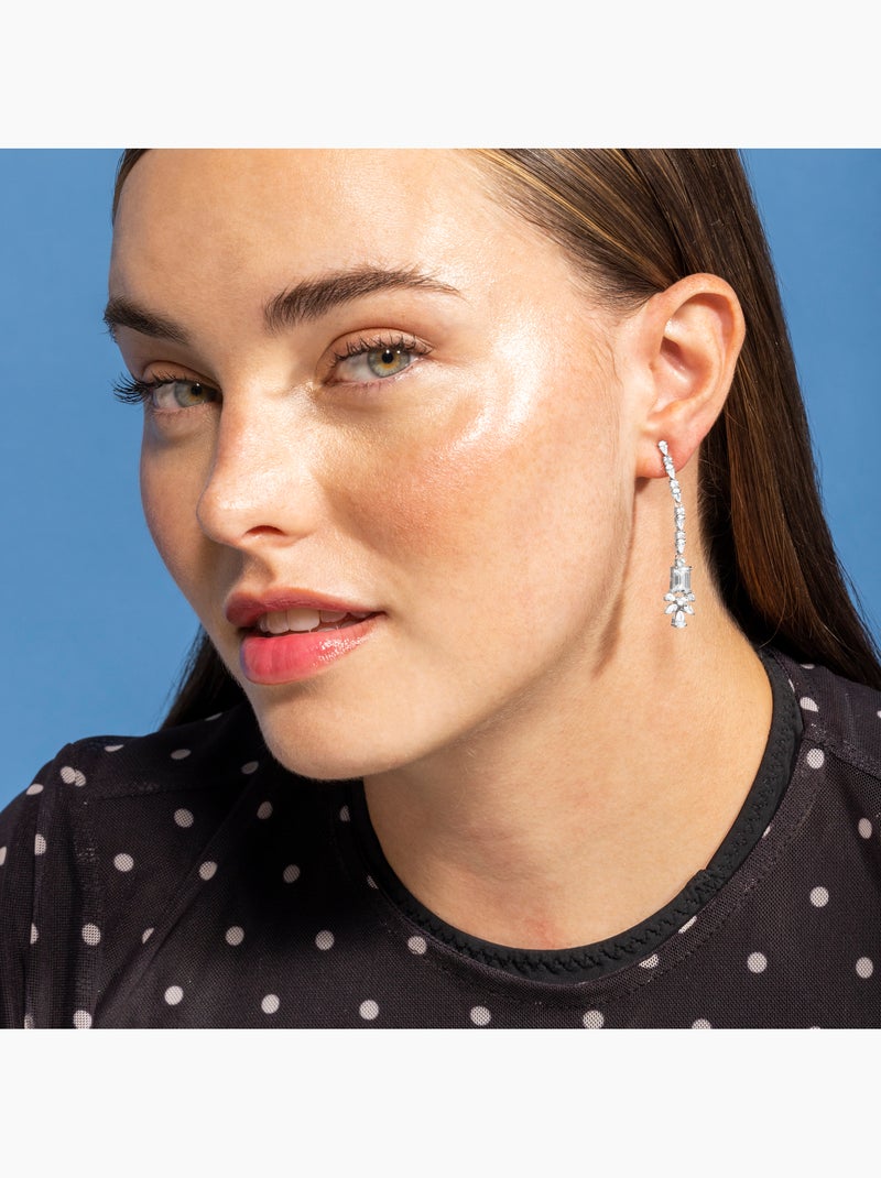Boucles d'oreilles Luxenter en argent sterling 925 et zircone brillante finition rhodium - Cureao Blanc - Kiabi